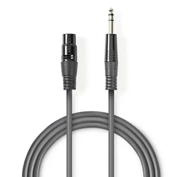Nedis Vyvážený Audio kábel XLR 3-kolíková (F) - jack 6.35 mm (M) 1.50 m tmavo šedá (COTH15110GY15)