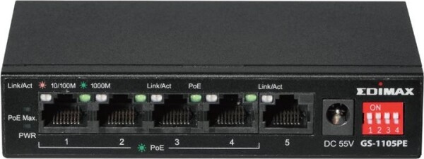 EdiMax Switch niezarządzalny GS-1105PE 4x GbE PoE + 1x GbE Port