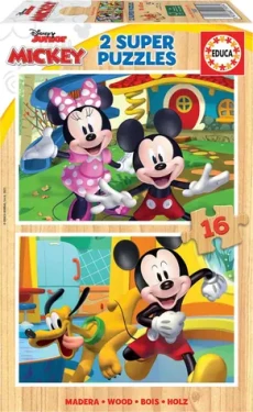 Educa Drevené puzzle Mickey a Minnie
