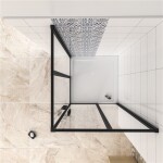 H K - Štvorcový sprchovací kút BLACK SAFIR R808, 80x80, s dvomi jednokrídlovými dverami s pevnou stenou, rohový vstup SE-BLACKSAFIRR808