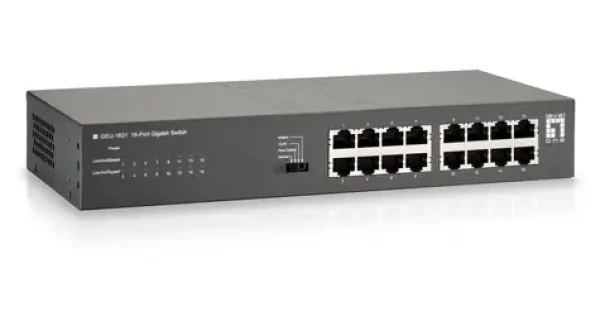 LevelOne GEU-1621 sivá / Switch / 16x Gigabit Ethernet / 19" Rack / neriadený (GEU-1621)