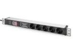 Digitus PDU 1U 5x Schuko čierna / Zásuvková lišta / 230V/16A / kábel 2 m / hliníkové telo / vypínač (DN-95433)