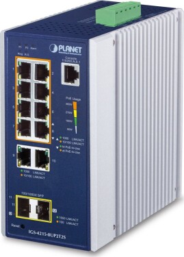Planet PLANET IGS-4215-8UP2T2S łącza sieciowe Zarządzany L2/L4 Gigabit Ethernet (10/100/1000) Obsługa PoE Aluminium, Modrý