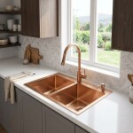 REA - Oceľový drez Toby BRUSH COPPER bez kuchynskej batérie ZLE-06416