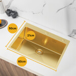 VELAZO Zlatý oceľový drez s jedným drezom 60 x 50 cm, Velazo VELAZ6050G