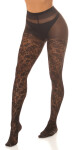 Sexy Tights with floral pattern black Einheitsgroesse