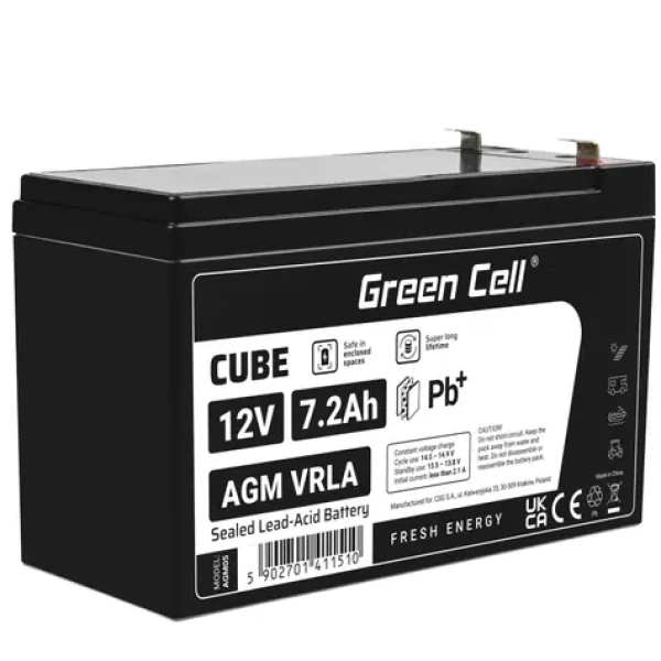 Green Cell VRLA AGM 12V | 2.1A | 7.2Ah (AGM05)