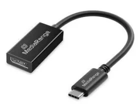 MediaRange USB-C - DisplayPort čierna / Konvertor / 20 cm / 8K 60 Hz / pozlátené kontakty (MRCS235)