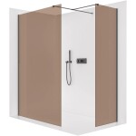 CERANO - Sprchová zástena Walk-in Onyx TL/P - 8 mm - hranatá vzpera - čierna matná, bronzové sklo - 130x110x200 CER-686812