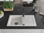 MEXEN/S MEXEN/S - Pablo granitový drez 1 s odkvapkávačom 752 x 436 mm, biela, + sifón grafit 6510751010-20-B