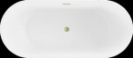 MEXEN/S - Flavia vaňa voľne stojaca 160 x 75, biela, sifón a prepad zlatá kartáčovaná 54031608000-55