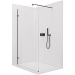 CERANO - Sprchová zástena Walk-in Orbis Round Ľ/P - 8 mm - okrúhla vzpera - čierna matná, transparentné sklo - 160x200 CER-978730
