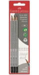Faber-Castell Grip 2001 strieborná / Grafitová ceruzka / HB / trojhranná / s gumou / 3 ks (117298)