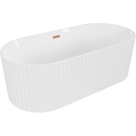 MEXEN/S - Paola voľne stojaca vaňa reliéf 170 x 80, biela lesk, sifón a prepad meď kartáčovaná 52721708000-65