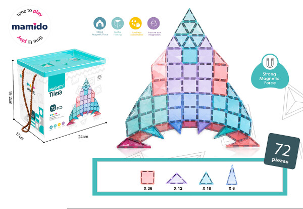 Mamido Mamido Farebná magnetická stavebnica 72 dielikov v boxe Pyramída MT1222