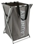 MSV LAUNDRY kôš na bielizeň skladací šedo-hnedý / 50 l / polyester, hliník