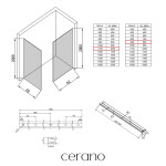 CERANO - Sprchová zástena Walk-in Crystal TL/P - 8 mm - bezvzperový systém + polička/držiak na uteráky - chróm, grafitové sklo - 110x90x200 CER-8050BD6304