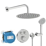 Ideal Standard CeraTherm Navigo chróm / Sprchový set s termostatom pod omietkou / s telesom / 3 prúdy / priemer 25 cm (A7771AA)