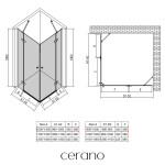 CERANO - Sprchovací kút Marino Duo Ľ/P - 6 mm - chróm, transparentné sklo - 100x90x190 - pántový CER-480220