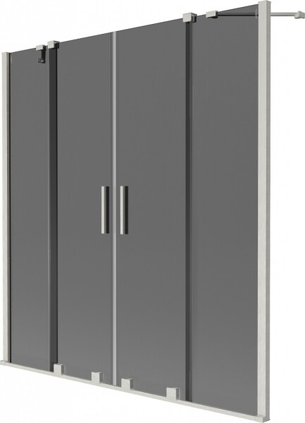 MEXEN/S - Velar Duo dvojkrídlová posuvná vaňová zástena 140 x 150, grafit, nikel kartáčovaný 896-140-000-42-97