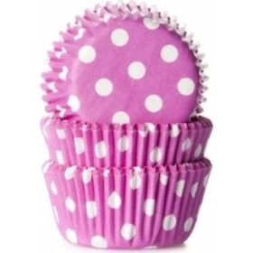 Košíčky na mini muffiny, 60 ks, fialové s bielymi bodkami - House of Marie - House of Marie