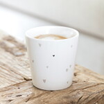 Bastion Collections Keramický latte hrnček White / Hearts natural 240 ml