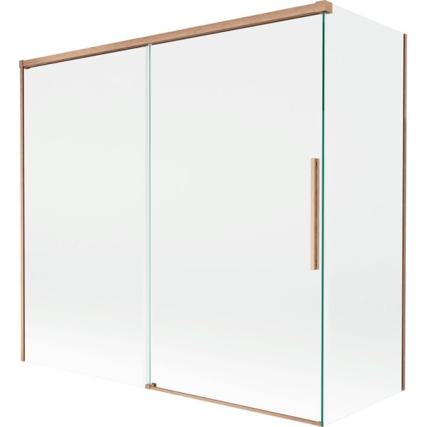 MEXEN/S - Rox vaňová zástena 2-krídlová posuvná 170 + 75 x 150, transparent, měď kartáčovaná 8C9-170-075-65-00