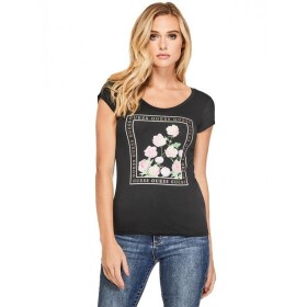 GUESS tričko Lily Floral Graphic Tee čierne XS Čierna