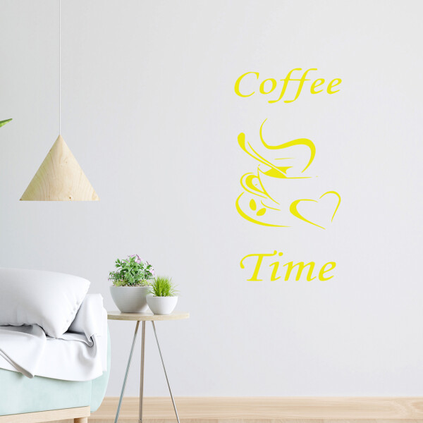 Veselá Stena Samolepka Coffee time Farba: žltá, Veľkosť: 60 x 30 cm