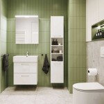 Mereo Leny, kúpeľňová skrinka s keramickým umývadlom 50 cm, biela, nové madlo CN810N