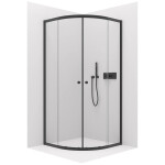 CERANO - Sprchovací kút Orso L/P - 5 mm - štvrťkruh - R550 - čierna, transparentné sklo - 90x90x195 - posuvný CER-650473
