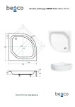 BESCO - Štvrťkruhová sprchová vanička DIPER II - Nožičky k vani - Bez nožičiek, Rozmer A - 80, Rozmer B - 80 VANKDIPERII80