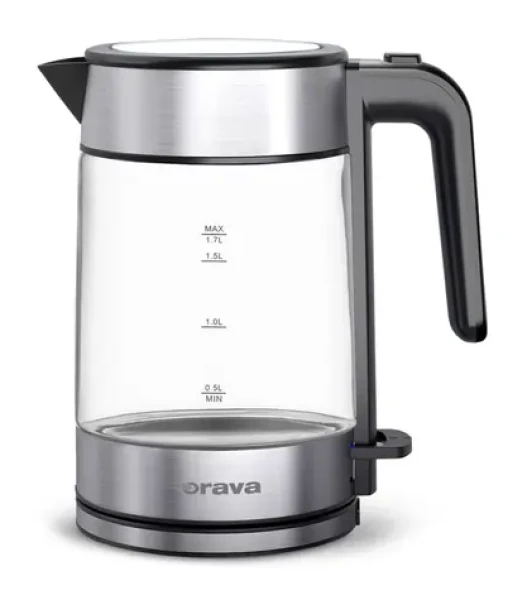 Orava VK-4018 čierno-strieborná / Sklenená varná kanvica / 1.7L / 2200W / podsvietenie (AD 1225)