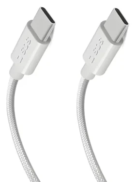 SBS USB-C - USB-C 2m biela / Kábel / Opletený / 60W Power Delivery