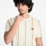Tričko Tommy Jeans Regular Vertical Stripe Tee Beige M