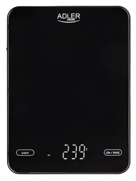 Adler AD 3177b čierna / Kuchynská váha / 10 kg / LED / TARE / sklo / Touch (AD 3177b)