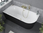 MEXEN/S - Mia voľne stojaca rohová vaňa ľavá 180 x 80, biela/čierna, sifón a prepad zlatá 52691808075L-50