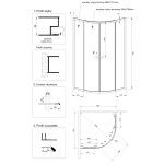 INVENA - Sprchovací kút štvrťkruh VITORIA, profil: satin, sklo frosted 80x80cm AK-49-186-O