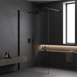 REA/S - Sprchová zástena Flexi Transparent / Black 130 KPL-K99178