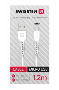 SWISSTEN dátový kábel USB - MicroUSB 1.2m biela (71506010BOX)