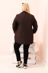 Dámska prešívaná bunda Plus Size s golierom a gombíkom Brown UNI