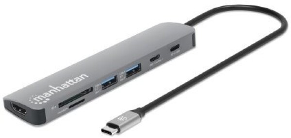 Manhattan Manhattan 190442 stacja dokująca Przewodowa USB 3.2 Gen 1 (3.1 Gen 1) Type-C Sivý