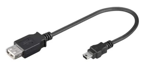 MicroConnect kábel USB2.0 A (F) - miniUSB B (M) 0.2m čierna / 480Mbit/s (USBAFBM)