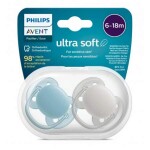 Philips AVENT Cumlík Ultrasoft Premium neutral 6-18m chlapec 2 ks