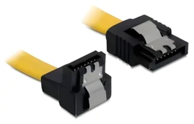 DeLock SATA III (M) priamy - SATA III (M) pravouhlý dole žltá / Kábel / 6 Gb/s / 0,2 m / Kovová západka (82800)