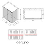 CERANO - Sprchovací kút Santoro Ľ/P - 8 mm - chróm, transparentné sklo - 130x90x195 - posuvný CER-8050BD7360