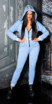 Trendy Sweat Jumpsuit with Hood Einheitsgroesse