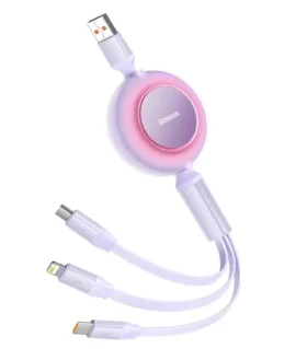 Baseus CAMJ010105 Kábel USB-A (M) - Micro USB (M) amp; Lightning (M) amp; USB-C 66W (M) 1.1 m fialová (CAMJ010105)