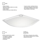 Mereo Štvrťkruhová sprchová vanička s oblým krytom sif., 90x90x3 cm, vr. sif., bez nožičiek, liaty mramor CV05CS