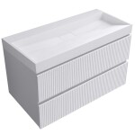 CERANO - Kúpeľňová skrinka Carole - biela matná ryhovaná + umývadlo z lit. mramoru Vita - biela matná - 100x58x46 CER-391774